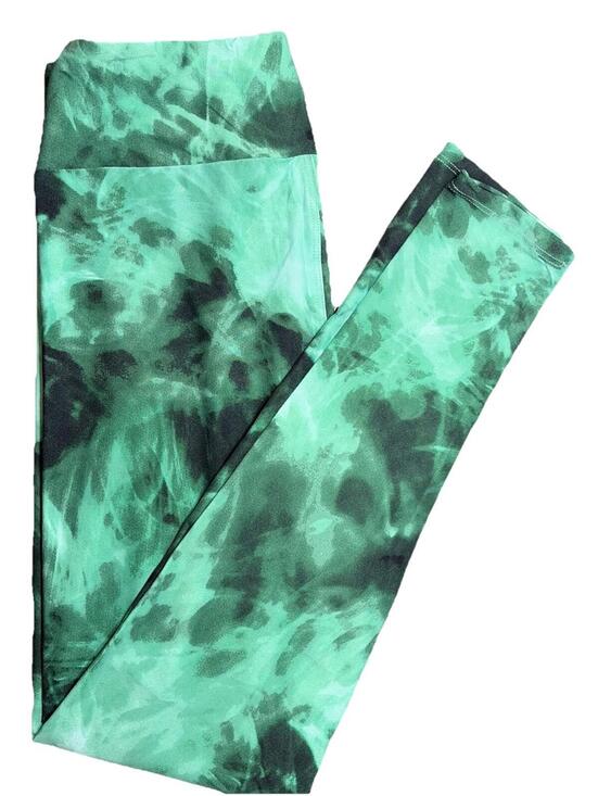 LuLaRoe Pants - New LuLaRoe Green And Black Marble Or Tie Dye Print Leggings Size OS (2-10)